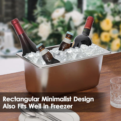 OwnMy 2PCS Ice Buckets for Parties, Stainless Steel Ice Bucket for Freezer, Metal Ice Cubes Bins Storage Container for Freezer, Wine Beer Drink Cooling Buckets for Beverage Cocktails Champagne