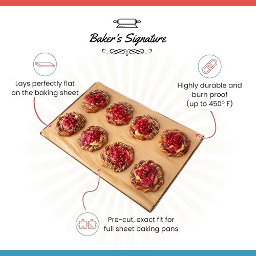 Baker’s Signature Full Sheet Pan Parchment Paper | 16 x 24 Inch, Pack of 120, Non-Toxic & Silicone Coated