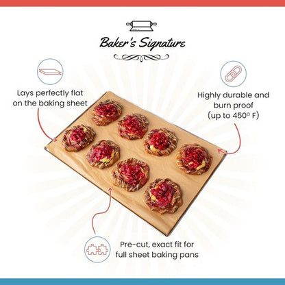 Baker’s Signature Full Sheet Pan Parchment Paper | 16 x 24 Inch, Pack of 120, Non-Toxic & Silicone Coated