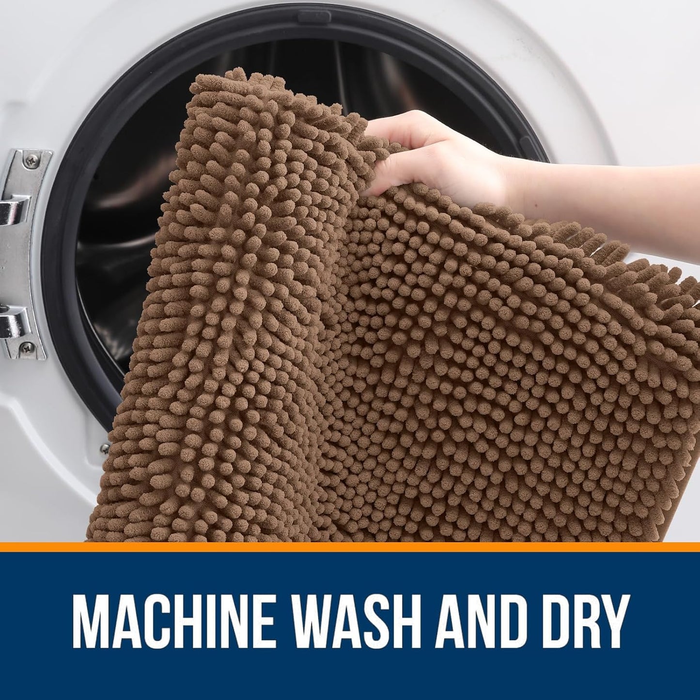 OLANLY Large Bathroom Rugs - Extra Soft Chenille Bath Mats | Quick Dry, Machine Washable, Mocha 45x27