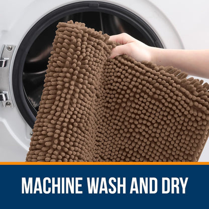 OLANLY Large Bathroom Rugs - Extra Soft Chenille Bath Mats | Quick Dry, Machine Washable, Mocha 45x27