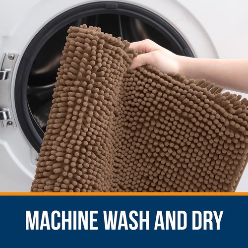 OLANLY Bathroom Rugs 50x30, Extra Soft Absorbent Chenille Bath Rugs, Rubber Backing Quick Dry, Machine Washable Bath Mats for Bathroom Floor, Tub and Shower, Home Decor Accessories, Mocha