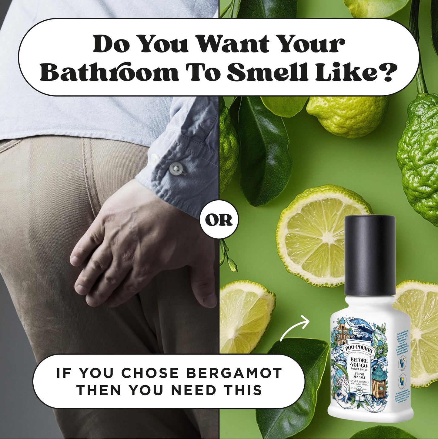Poo-Pourri Before-You-Go Toilet Spray, Fresh Sea Salt, 2 Fl Oz, Up to 100 Uses, Bathroom Odor Deodorizer with Essential Oils for Home or Work, Travel Essentials, TSA Approved Size, Sea Salt Bergamot