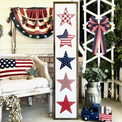 Meseey Extra Large Patriotic Bows - Waterproof American Flag Stars & Stripes Decor | 4th of July Party Bunting (Red, White, Blue)