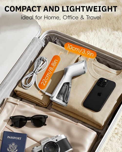 OGHom Portable Travel Handheld Steamer for Clothes, Garment Wrinkle Remover, 1000W Strong Penetrating Fabric Steamer, for Home, Office, Travel (ONLY FOR 120V) -White