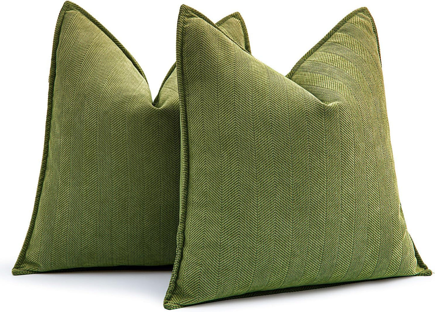MIULEE Decorative Pillow Covers - Soft Chenille Moss Green | 18x18 Inch Farmhouse Cushion for Sofa & Bedroom