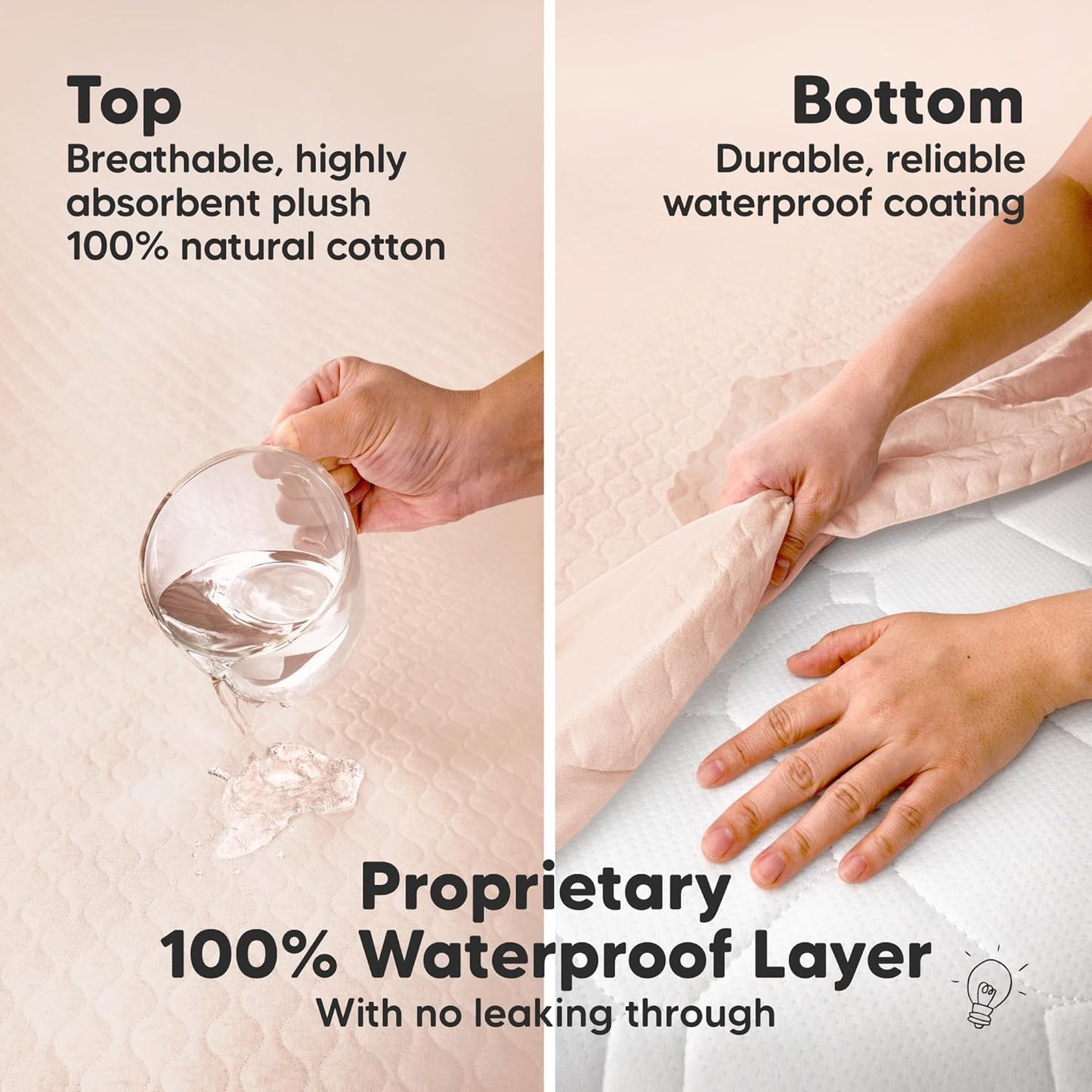 Skiennix 2-Pack Waterproof Crib Mattress Protector - Soft Quilted Cotton, 52" x 28", Machine Washable, Easy Fit (Mist Rose/Mavy)