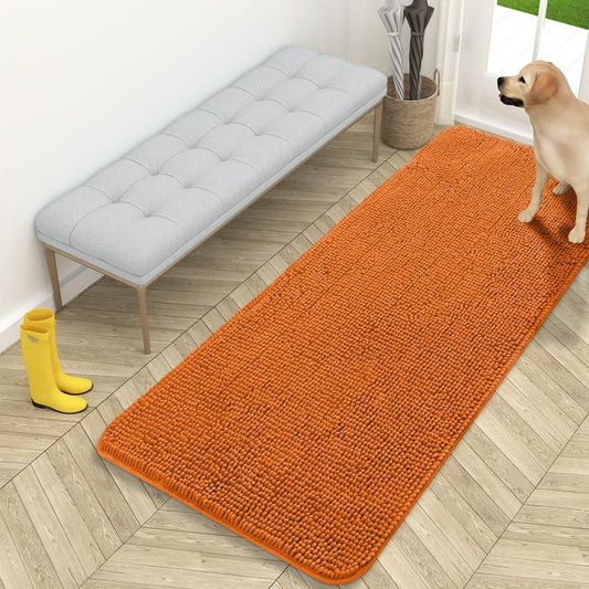 OLANLY Dog Door Mat for Muddy Paws 59x24, Absorbs Moisture and Dirt, Absorbent Non-Slip Washable Doormat, Quick Dry Chenille Mud Mat for Dogs, Entry Indoor Entryway Carpet for Inside Floor, Clay