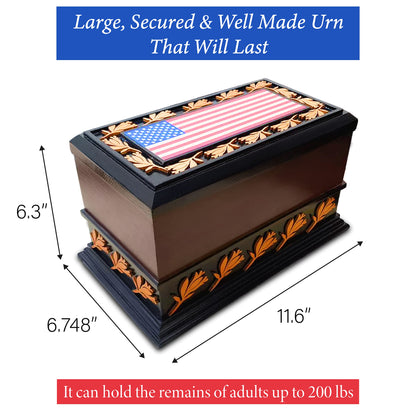 Urns for Ashes - Patriotic Cremation Urn with American Flag - Enduring Ashes Keepsake - Decorative Urns for a Lasting Tribute