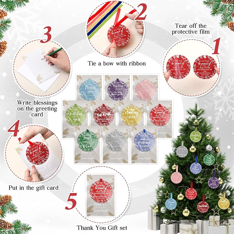 50-Piece Acrylic Christmas Ornaments Gift Set with Cards – Employee Appreciation