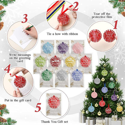 50-Piece Acrylic Christmas Ornaments Gift Set with Cards – Employee Appreciation