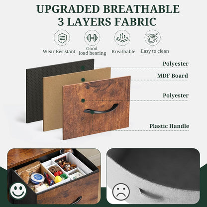 Regine Switzerland 8-Drawer Dresser - Anti-Tip Tall Storage Organizer with Wooden Top & Metal Frame - Brown