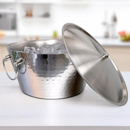 BREKX Brushed Stainless Steel Replacement Lid, Premium Beverage Tub Cover with Center Knob, Compatible with Anchored Tub Line