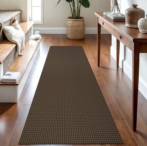 IOHOUZE Washable Runner Rug 2.6'x8' Non Slip Rubber Backed Wide Hallway Runner Entryway Runner Indoor, Kitchen Rugs Woven Cotton Floor Carpet for Hall Entrance Bedroom, Brown