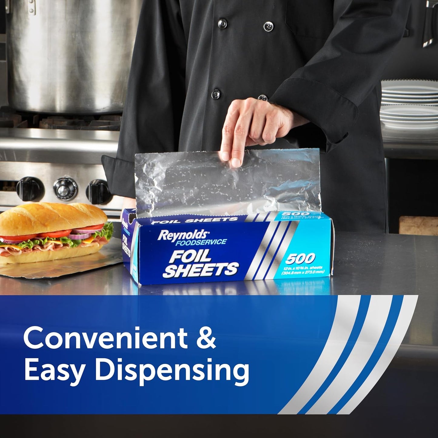 Reynolds Pre-Cut Aluminum Foil Sheets - Perfect for Catering & Restaurants | 12 x 10.75 Inches, 500 Ct.