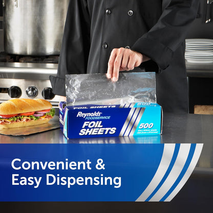 Reynolds Pre-Cut Aluminum Foil Sheets - Perfect for Catering & Restaurants | 12 x 10.75 Inches, 500 Ct.