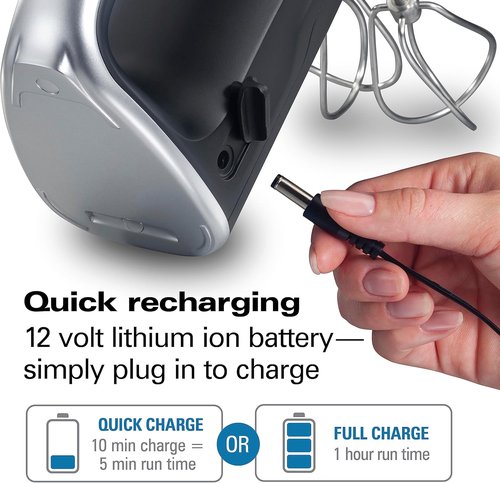 Hamilton Beach Professional Cordless Electric Hand Mixer - Infinite Speed Control, LCD Screen, Quick Recharge, Black