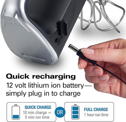 Hamilton Beach Professional Cordless Electric Hand Mixer - Infinite Speed Control, LCD Screen, Quick Recharge, Black