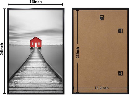 ELSKER&HOME 16x24 Black Poster Frame Set - Sturdy, Scratch-Proof Design for Horizontal or Vertical Mounting
