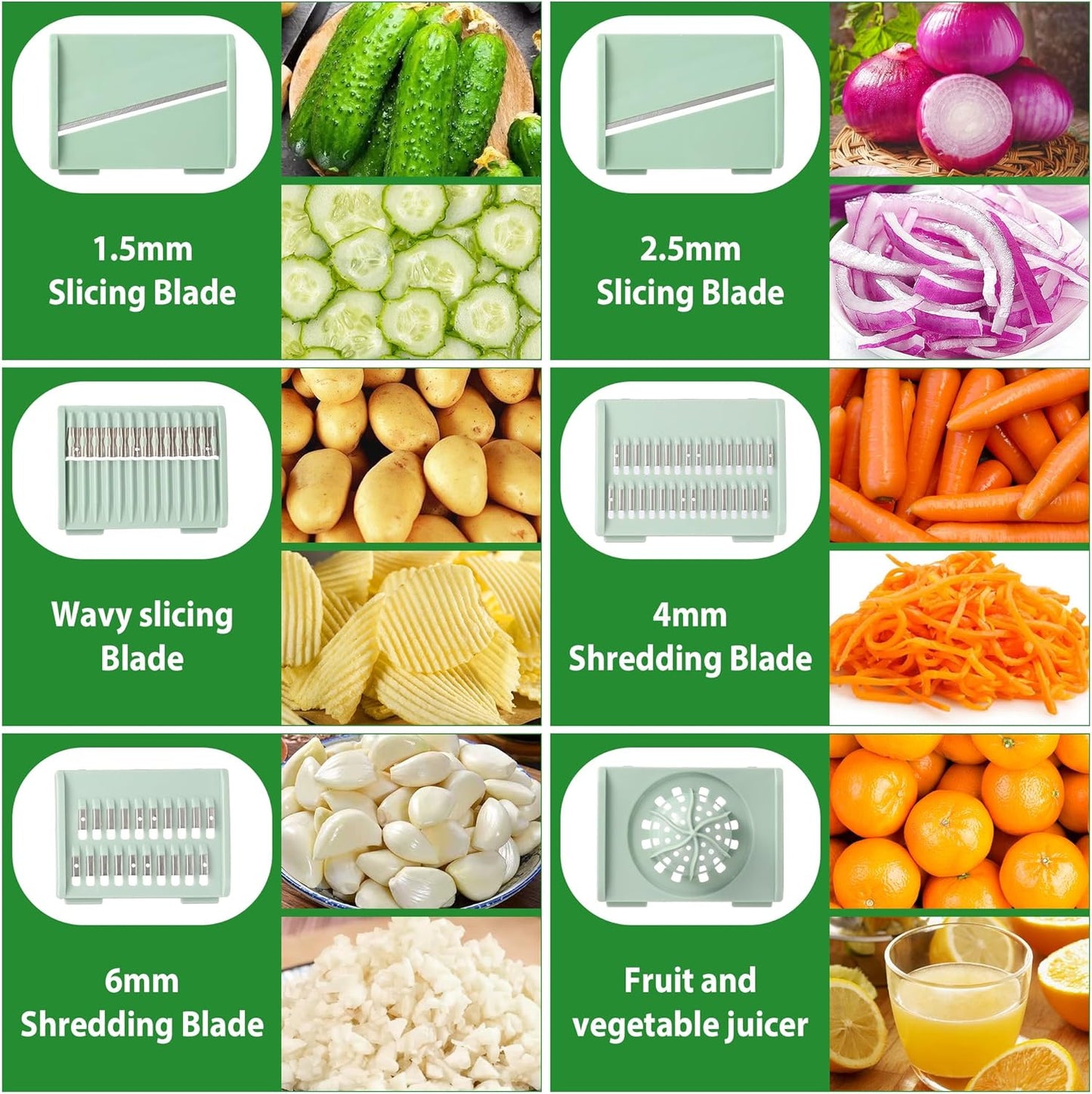Salad Spinner Stainless Steel - 5.3 Qt Large Vegetable & Fruit Washer with 5 Blade Slicer