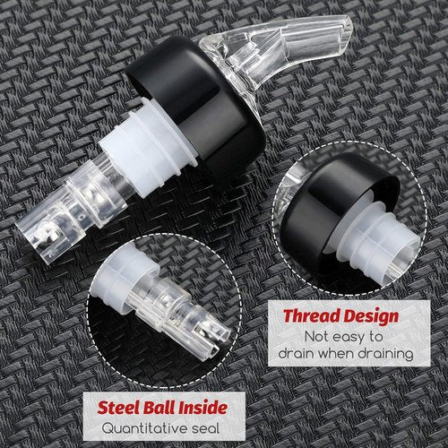 BBTO Automatic Measured Bottle Pourer Spout Liquor Pourers Bottle Jigger Quick Shot Spirit Measure, 1 oz/ 30 ml(Clear, Black,20 Pieces)