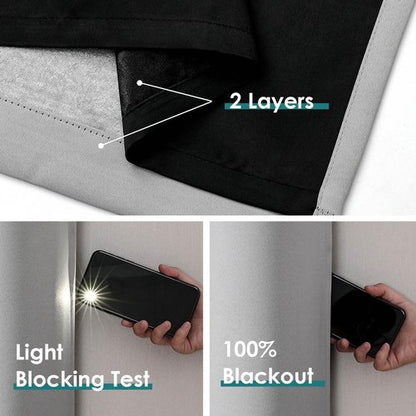 ChrisDowa 100% Blackout Curtains - Thermal Insulated Grommet Panels, Light Grey, 42 x 63 Inch, 2 Panels Set