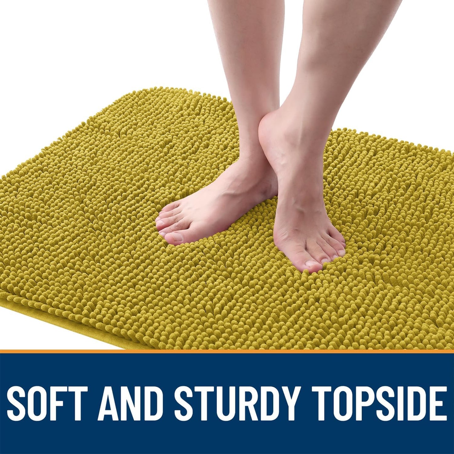 OLANLY Dog Door Mat - Absorbent Non-Slip Mud Mat for Muddy Paws | 36x24 Mustard Yellow Indoor Carpet