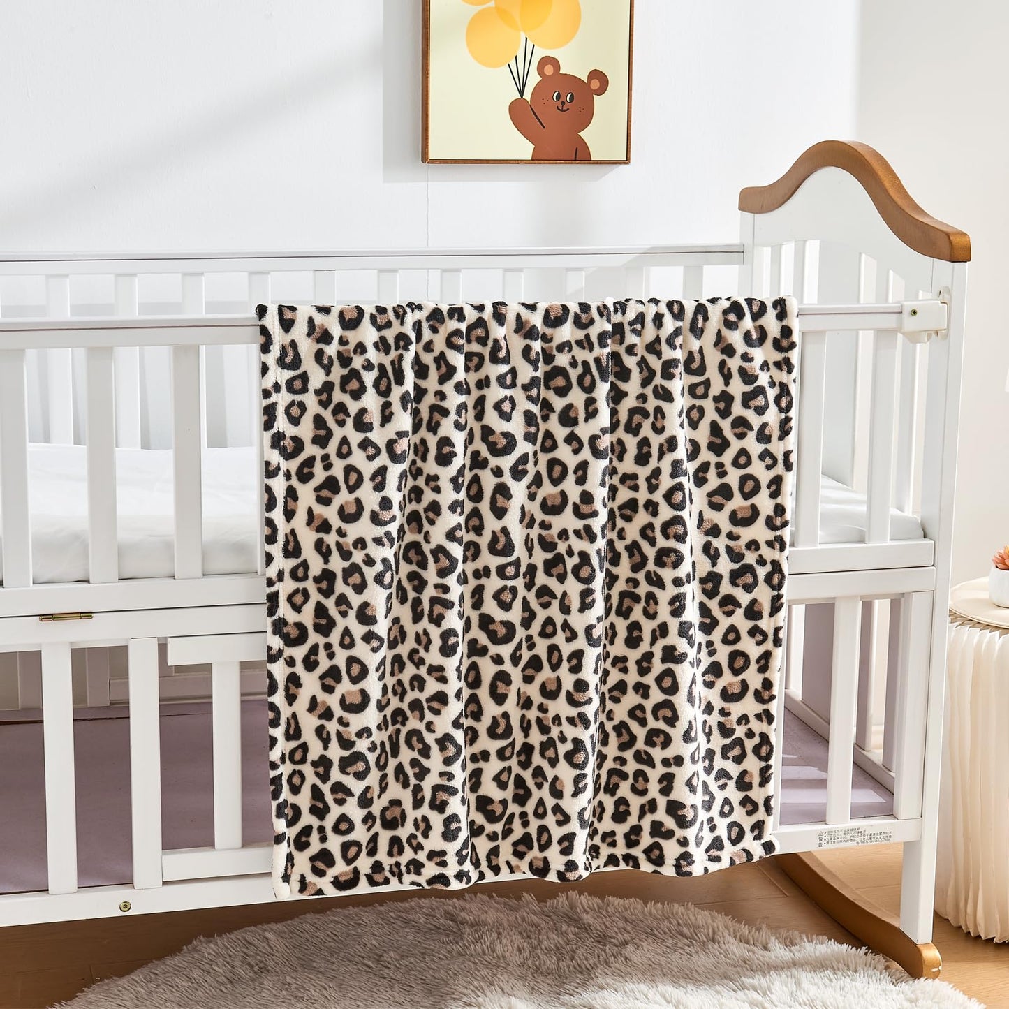 Yurhap Leopard Print Baby Blanket Fleece Baby Blankets for Boys Girls, Ultra Soft Cozy Fluffy Infant Toddler Newborn Receiving Blankets for Crib Stroller, 30"x40", Cream