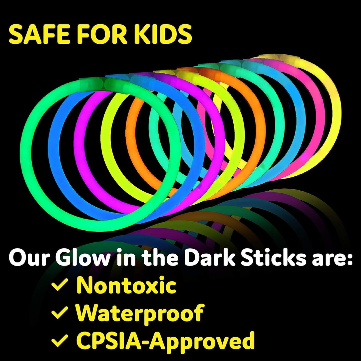 PartySticks Glow Sticks - 100 Pack 8-Inch Glow in the Dark Party Supplies | Neon Decorations & Favors