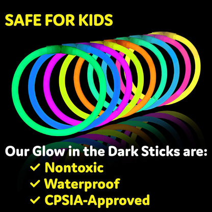 PartySticks Glow Sticks - 100 Pack 8-Inch Glow in the Dark Party Supplies | Neon Decorations & Favors