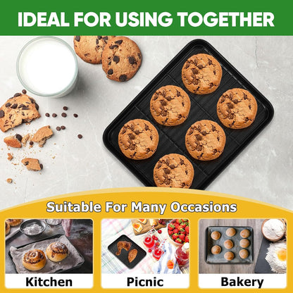 P&P CHEF Nonstick Baking Sheet Pan with Cooling Rack - Easy Clean, Black, 10.4 x 8 Inch