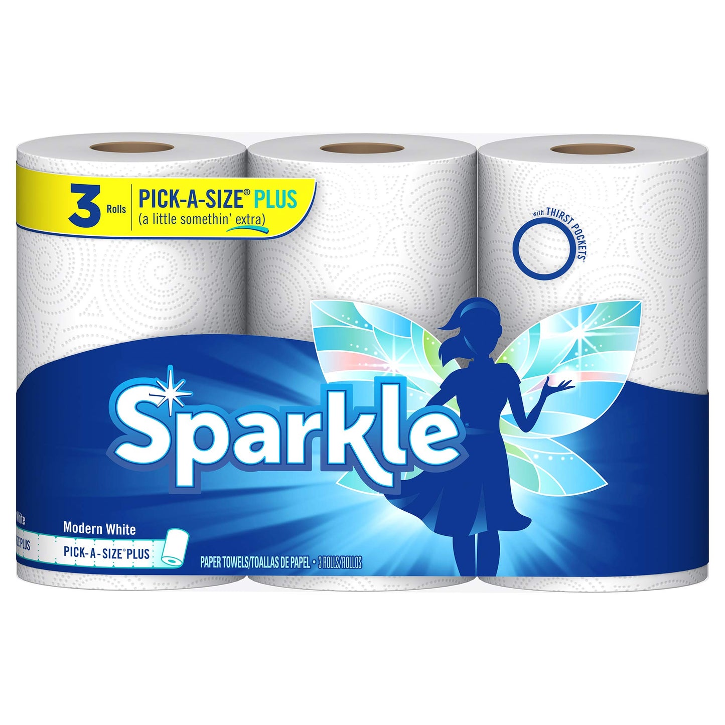 Sparkle Pick-A-Size Plus Paper Towels, 3 Rolls = 6 Regular Rolls, (6 packs With 3 Rolls Each), Everyday Value Paper Towel With Full And Half Sheets