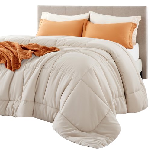 Bedsure Comforter Duvet Insert - Quilted Comforters Full Size, All Season Duvet, GentleSoft Down Alternative Bedding Blanket, with 8 Tabs, Gifts for Women/Men, Linen, Full 86 x 82 Inches