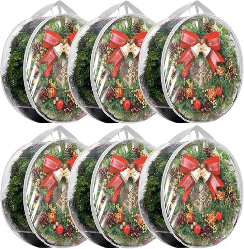 6 Pack Wreath Storage Container - 30" Wreath Storage Bag with Sturdy Handles for Blankets & Clothes