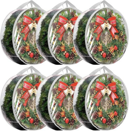 6 Pack Wreath Storage Container - 30" Wreath Storage Bag with Sturdy Handles for Blankets & Clothes