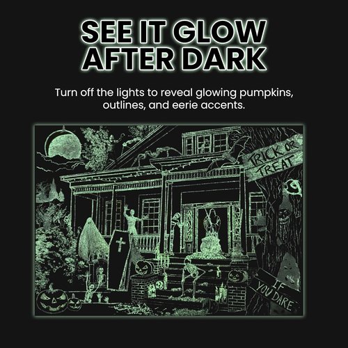 MasterPieces Halloween Glow In The Dark Jigsaw Puzzle - 1000 Piece Haunted House Design | Spooky Family Game 19.25” x 26.75”