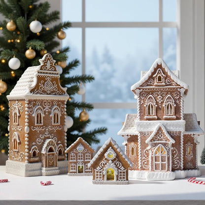 Braxio Gingerbread House Decoration with LED Light - Festive Indoor Holiday Decor, 6.5 x 5.5 x 13.5 Inch