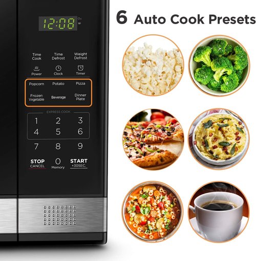 BLACK+DECKER Digital Microwave Oven - 1000W Power, Child Safety Lock, 1.1 Cu.ft, Black & Stainless Steel