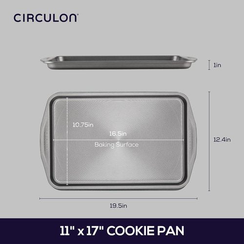 Circulon Nonstick Cookie Pan - 11-Inch x 17-Inch Large Baking Sheet in Gray for Perfect Cookies