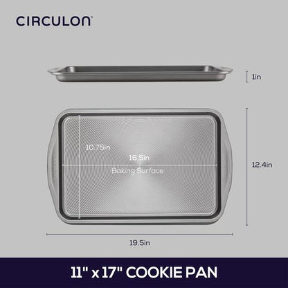 Circulon Nonstick Cookie Pan - 11-Inch x 17-Inch Large Baking Sheet in Gray for Perfect Cookies