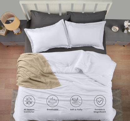 Utopia Bedding King Comforter Set - 3 Piece Soft Down Alternative Bedding | White, 90 x 102 Inches