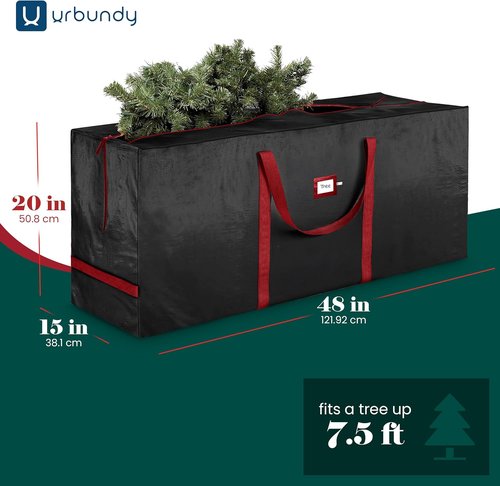 Heavy Duty Christmas Tree Storage Bag - 7.5 Ft Black Xmas Tree Bag for Year-Round Protection