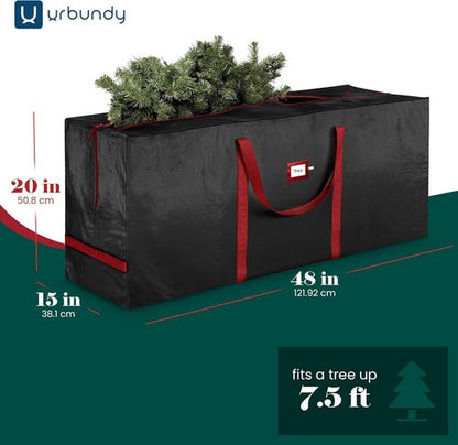 Heavy Duty Christmas Tree Storage Bag - 7.5 Ft Black Xmas Tree Bag for Year-Round Protection