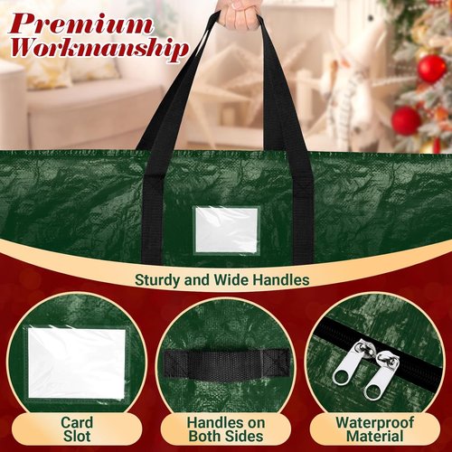BlessedSeason Christmas Tree Storage Bag - 7.5 Ft Waterproof Design with 2 Large Tinsel Garland Bags, Green