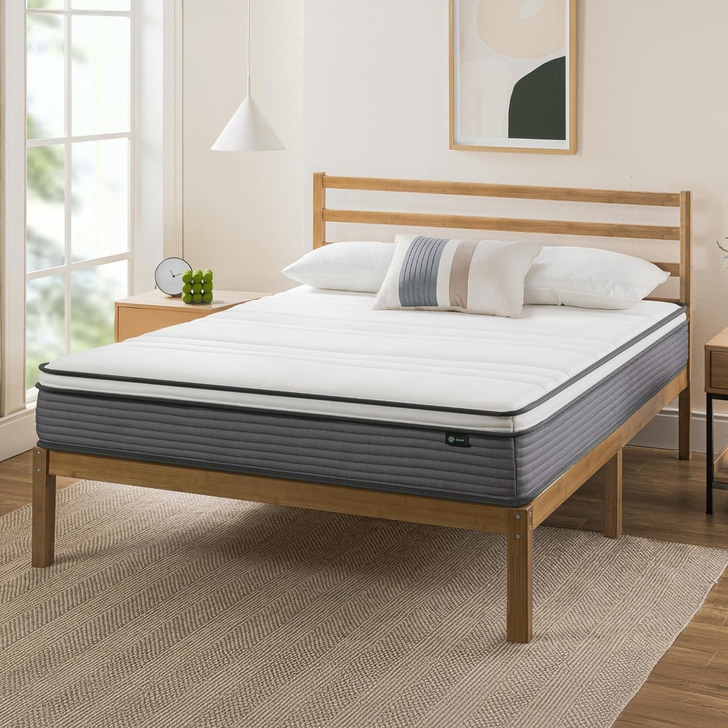 ZINUS 10 Inch True Support Hybrid Mattress - Queen Size, Medium Feel, Fiberglass Free, Motion Isolation, Safe Foams
