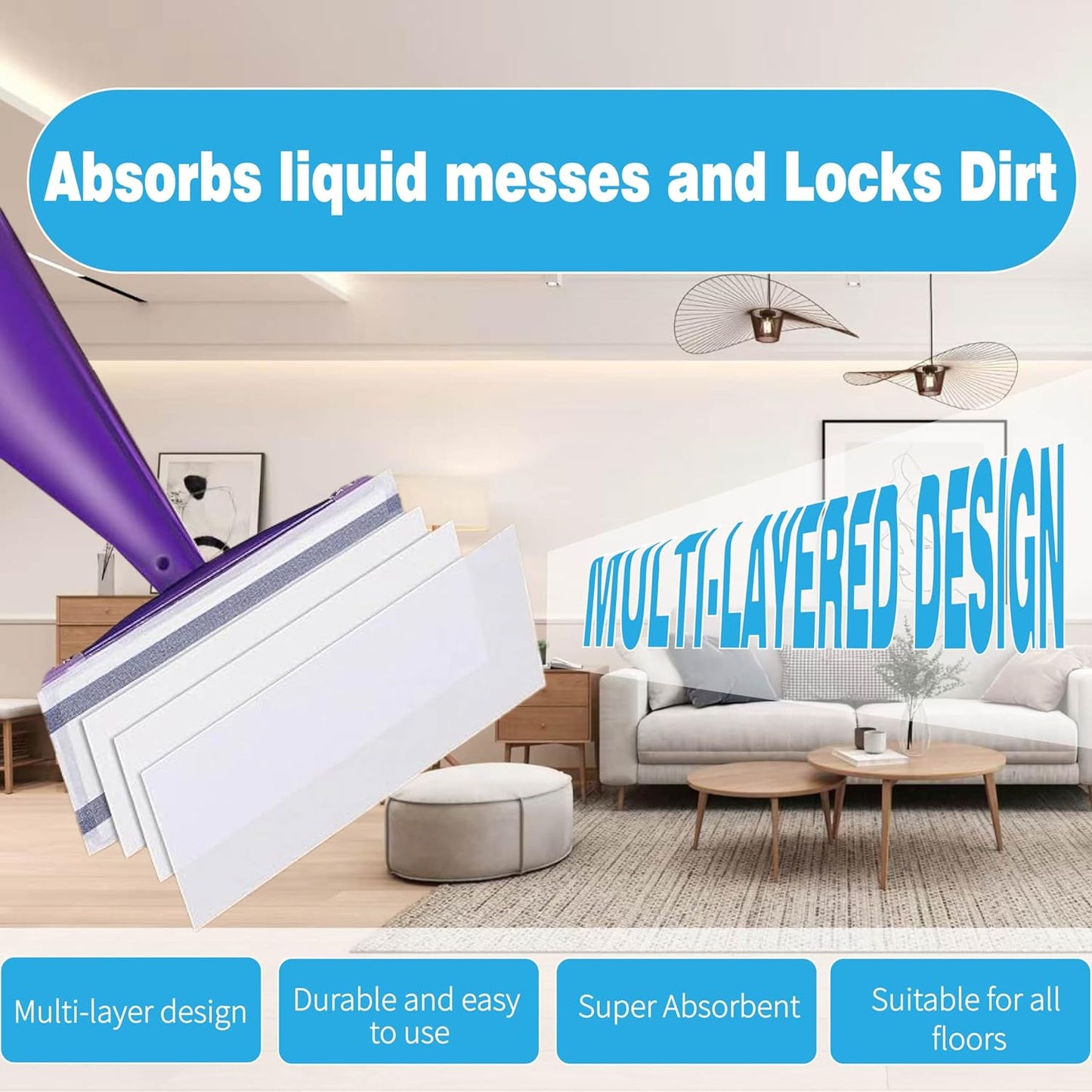 Skiennix Swiffer Wet Pads Refills - 64 Count Disposable Wet Jet Pads for Hardwood & Tile Floors