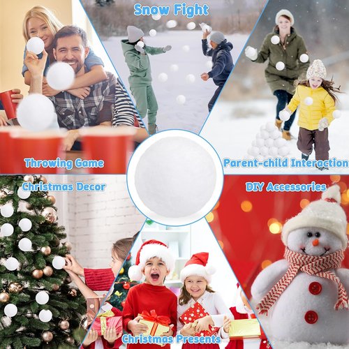 Luces 50 PCS Fake Snow Balls - Soft Plush Indoor & Outdoor Snow Fight Balls for Christmas Decor