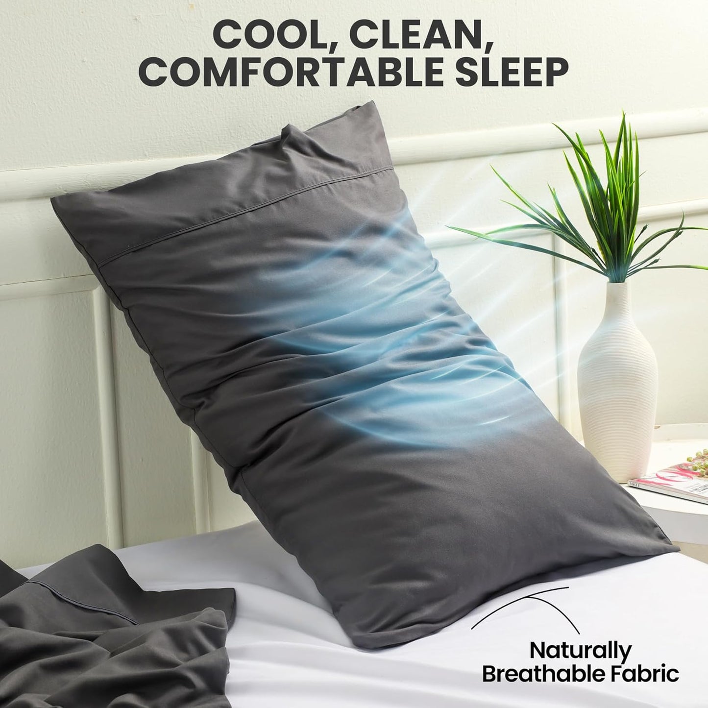 Utopia Bedding Pillow Cases - Soft Brushed Microfiber | Queen Size 2-Pack, Oeko-TEX Certified, 20x30 Inches (Grey)