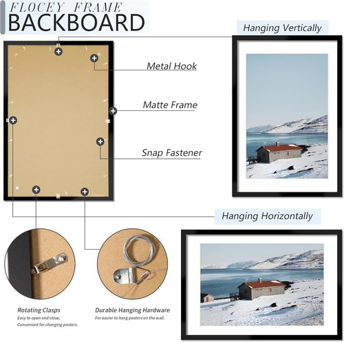 Black Poster Frame Set of 5 by [Brand Name] - Versatile 24x36 & 20x30 Wall Mounting Options
