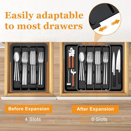 Homecor Silverware Organizer - Expandable Utensil Holder for Kitchen Drawers | BPA-Free Flatware Tray